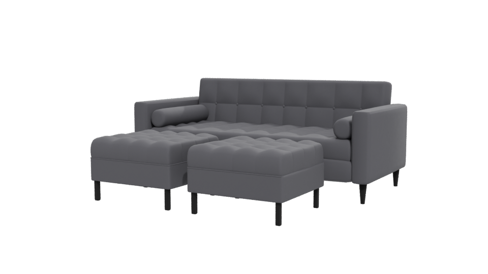 Retro Sofa with Poufs 3D Model - Professional 3D Model Render 12
