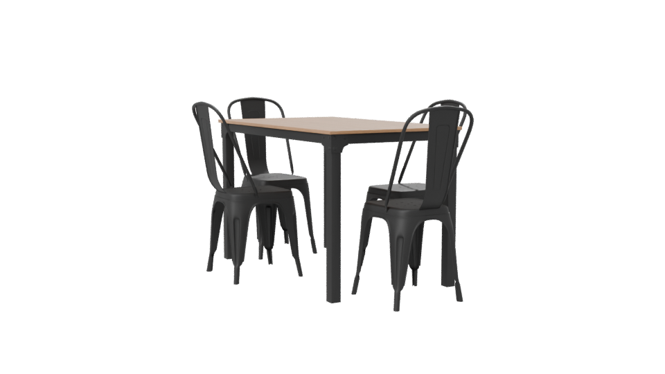 Stylish Wooden Dining Table Set - Professional 3D Model Render 7