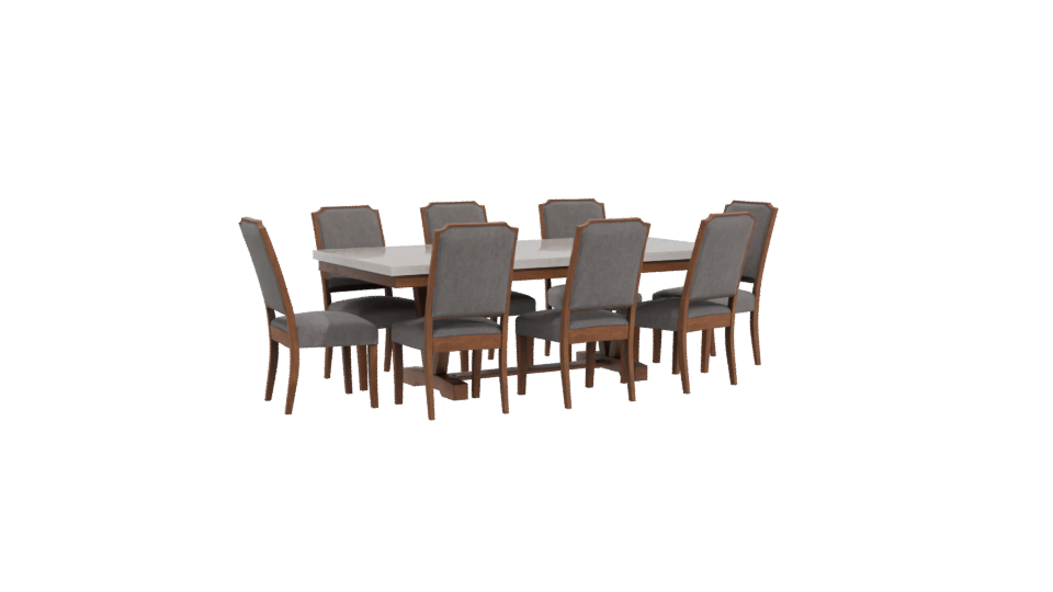 Stylish Wooden Dining Table Set - Professional 3D Model Render 10