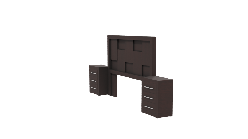 Stylish Wooden Bedroom Headboard with Nightstands 3D Model - Professional 3D Model Render 13