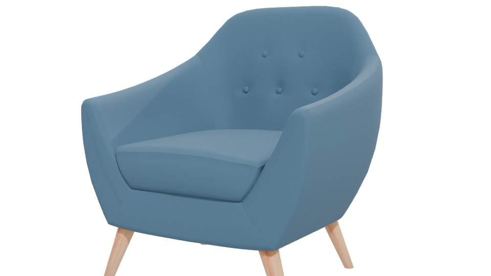 Stylish Blue Accent Chair 3D - Professional 3D Model Render 12