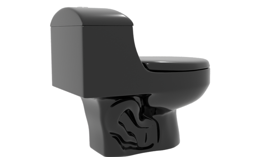 Modern Black One-Piece Toilet 3D - Professional 3D Model Render 7