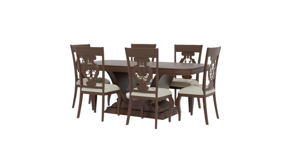 Elegant Wooden Dining Table Set - Professional 3D Model Render 12