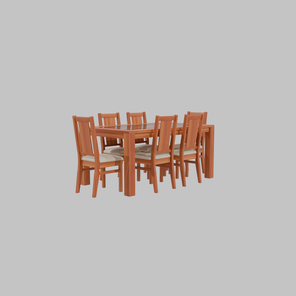 Elegant Wooden Dining Set 3D - Professional 3D Model Render 5