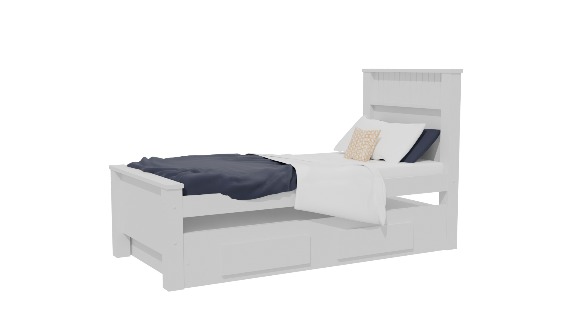 Stylish Minimalist Twin Bed Model - Professional 3D Model Render 25