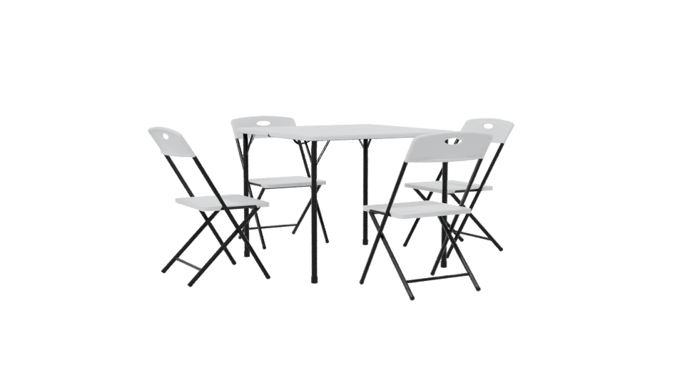 Minimalist Folding Table Set 3D - Professional 3D Model Render 7