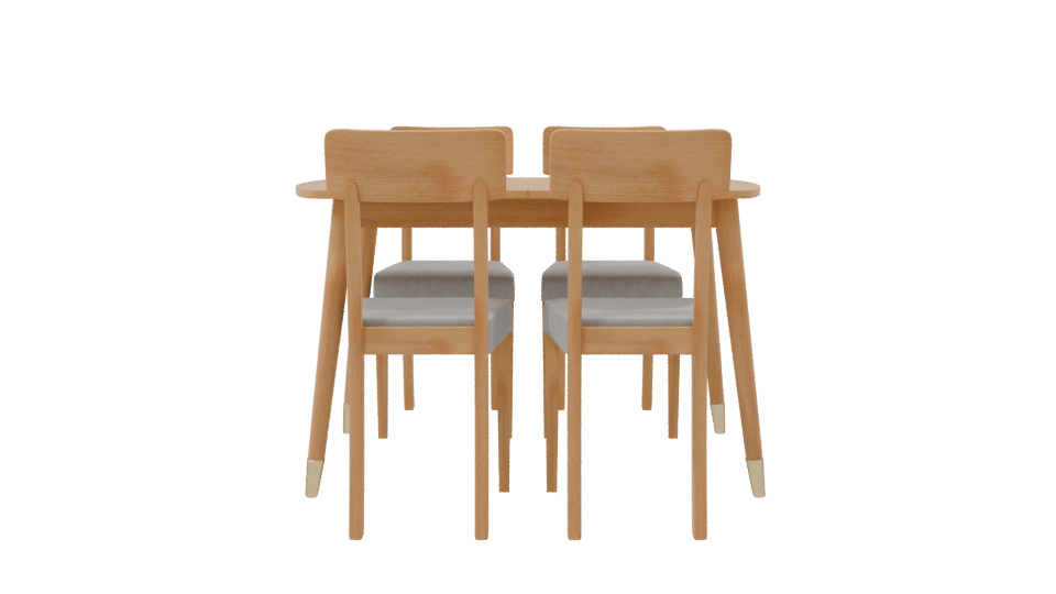 Stylish Wooden Dining Table Set - Professional 3D Model Render 8