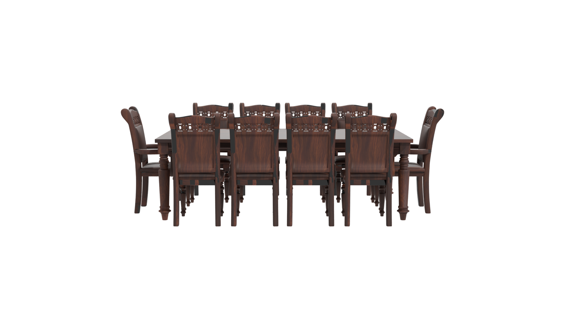 Elegant Rustic Wooden Dining Table with Chairs 3D Model - Professional 3D Model Render 11