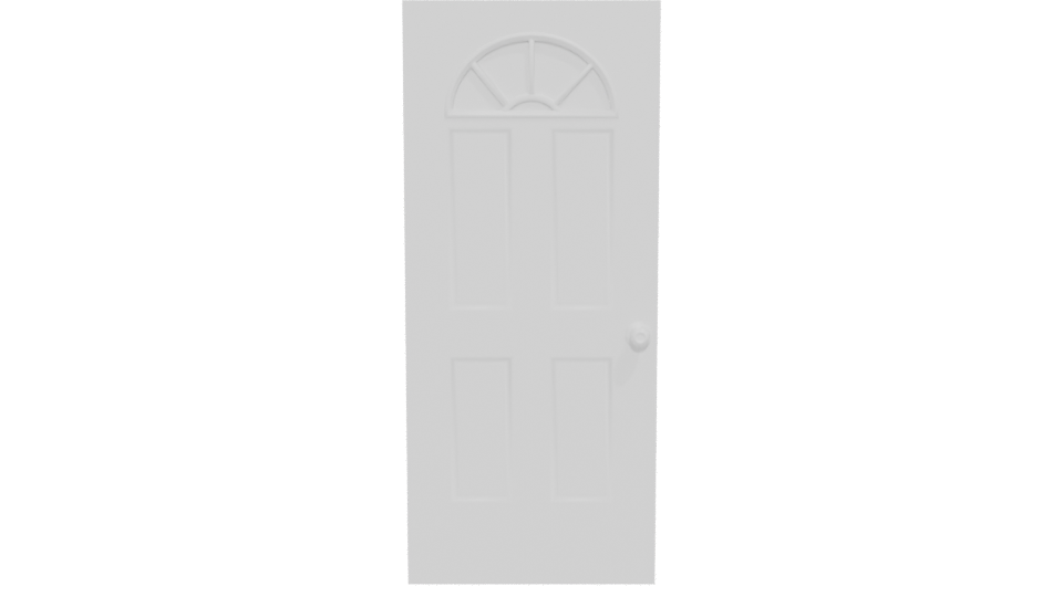 Stylish White Door with Arch Window 3D Model - Professional 3D Model Render 5