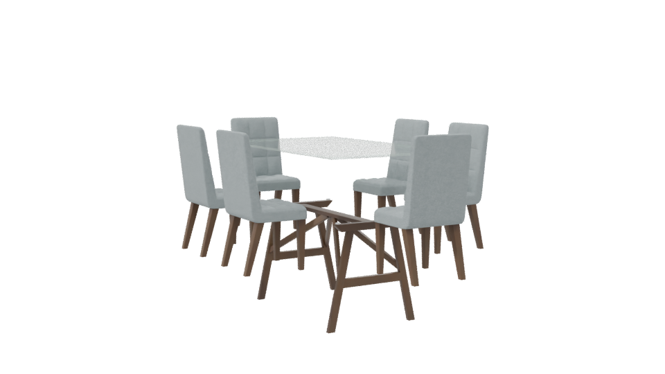 Stylish Glass Dining Table Set - Professional 3D Model Render 7