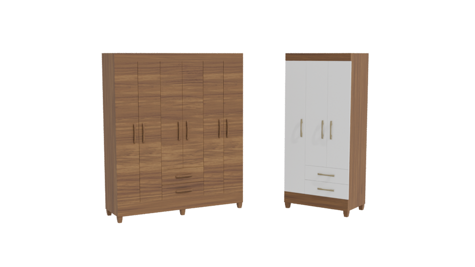 Stylish Wooden Wardrobe Set 3D - Professional 3D Model Render 11