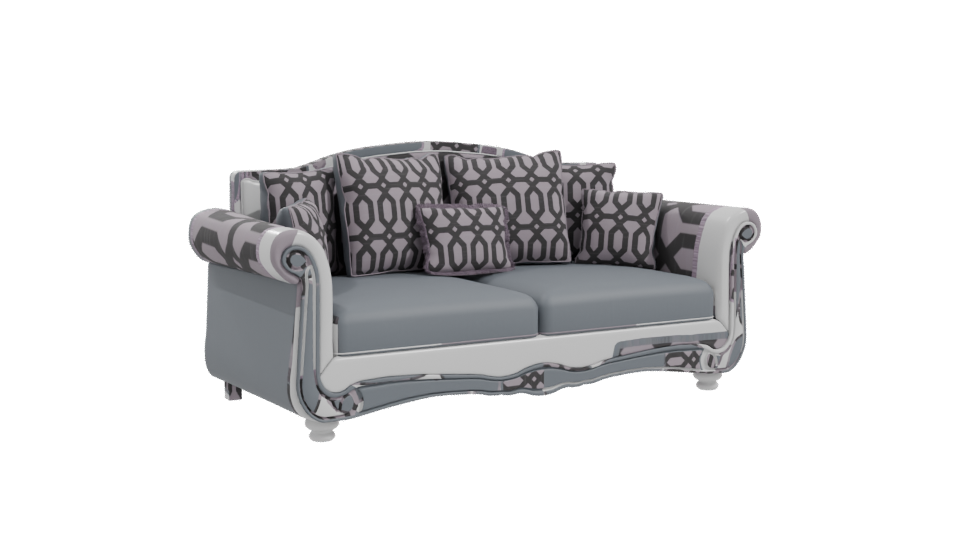 Elegant Vintage Sofa with Decorative Cushions - Professional 3D Model Render 10