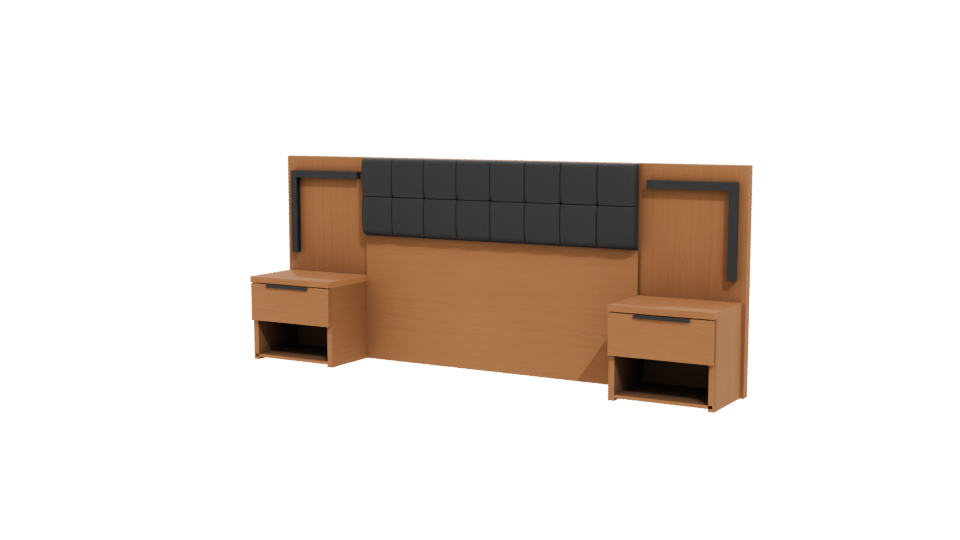 Stylish Wooden Bedroom Headboard Set - Professional 3D Model Render 12