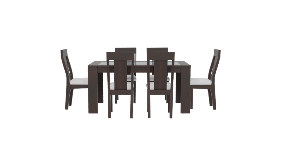 Elegant Modern Wooden Dining Table Set 3D Model - Professional 3D Model Render 5