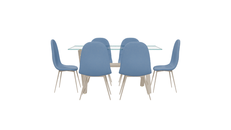 Stylish Glass Dining Table Set - Professional 3D Model Render 5