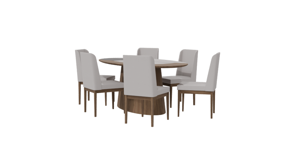 Contemporary Round Dining Table Set - Professional 3D Model Render 7