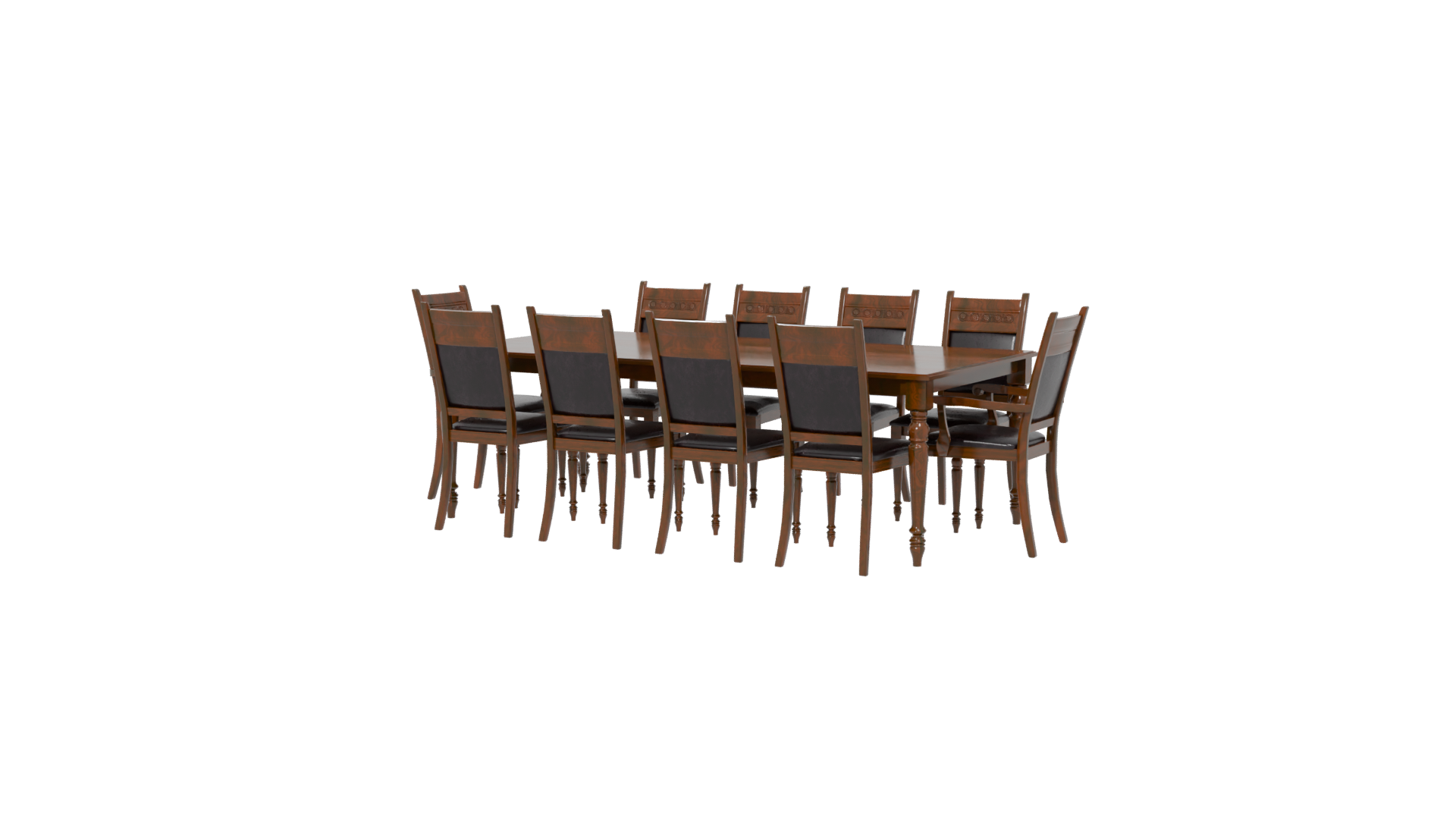 Elegant Wooden Dining Table Set - Professional 3D Model Render 6