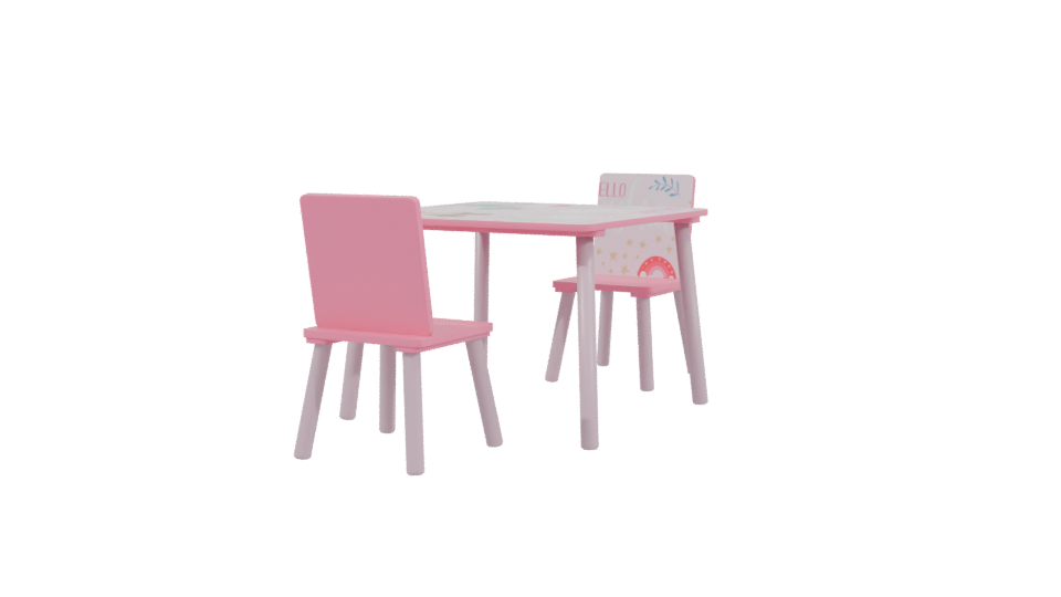 Charming Kids' Table and Chair Set 3D Model - Professional 3D Model Render 3