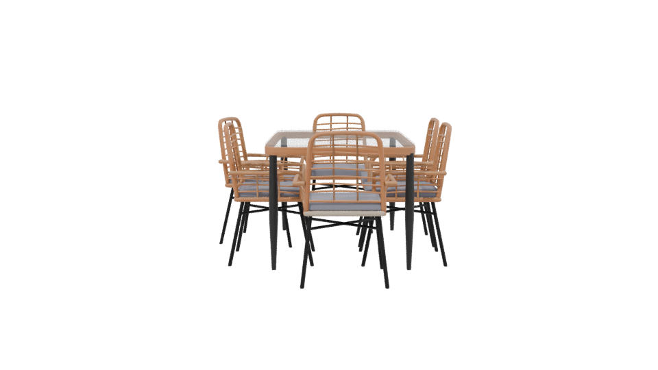 Stylish Outdoor Dining Table and Chairs Set 3D Model - Professional 3D Model Render 2