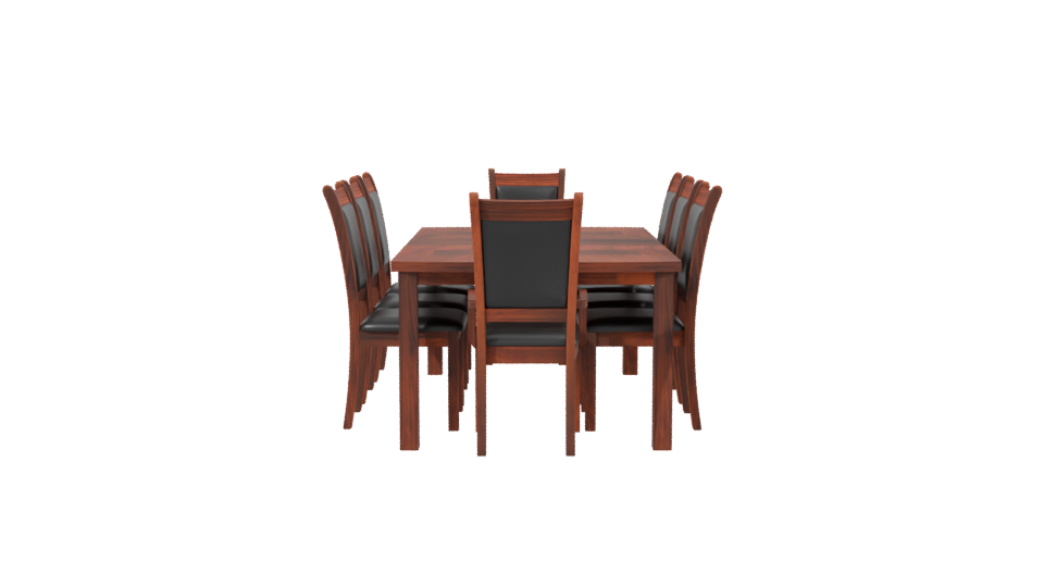 Elegant Wooden Dining Table with Chairs Set 3D Model - Professional 3D Model Render 2