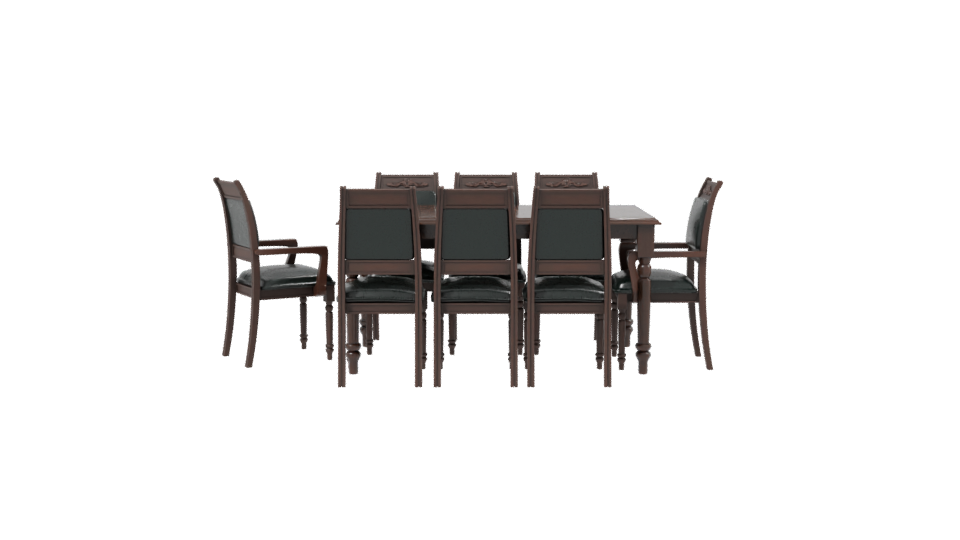 Elegant Wooden Dining Set 3D Model - Professional 3D Model Render 2
