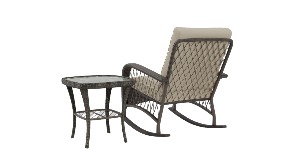 Contemporary Outdoor Lounge Chair and Accent Table 3D Model - Professional 3D Model Render 4