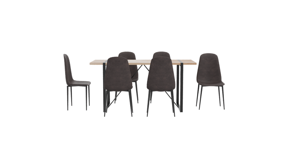 Contemporary Dining Set with Chairs 3D Model - Professional 3D Model Render 11