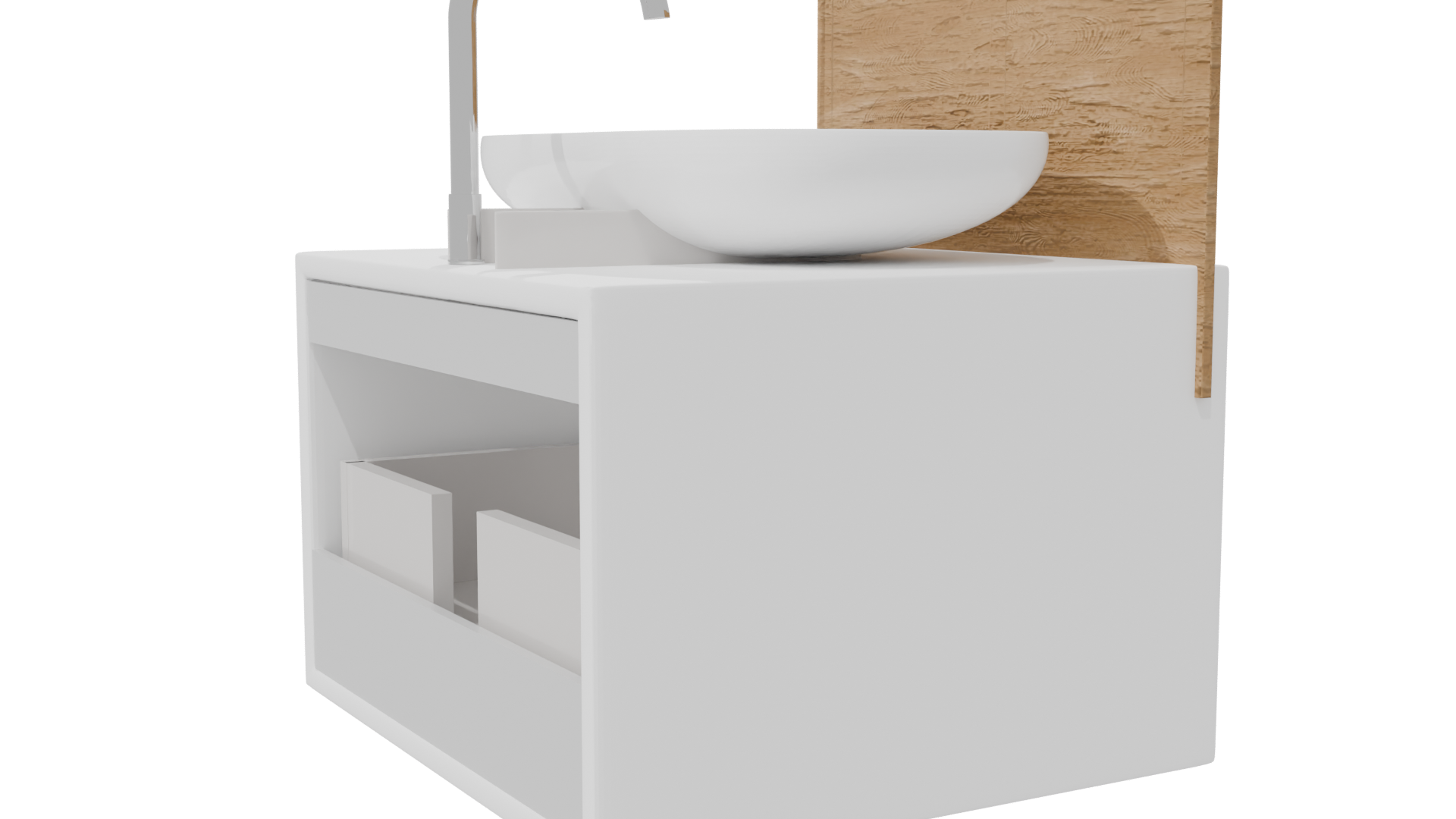 Minimalist Wooden Bathroom Sink - Professional 3D Model Render 7