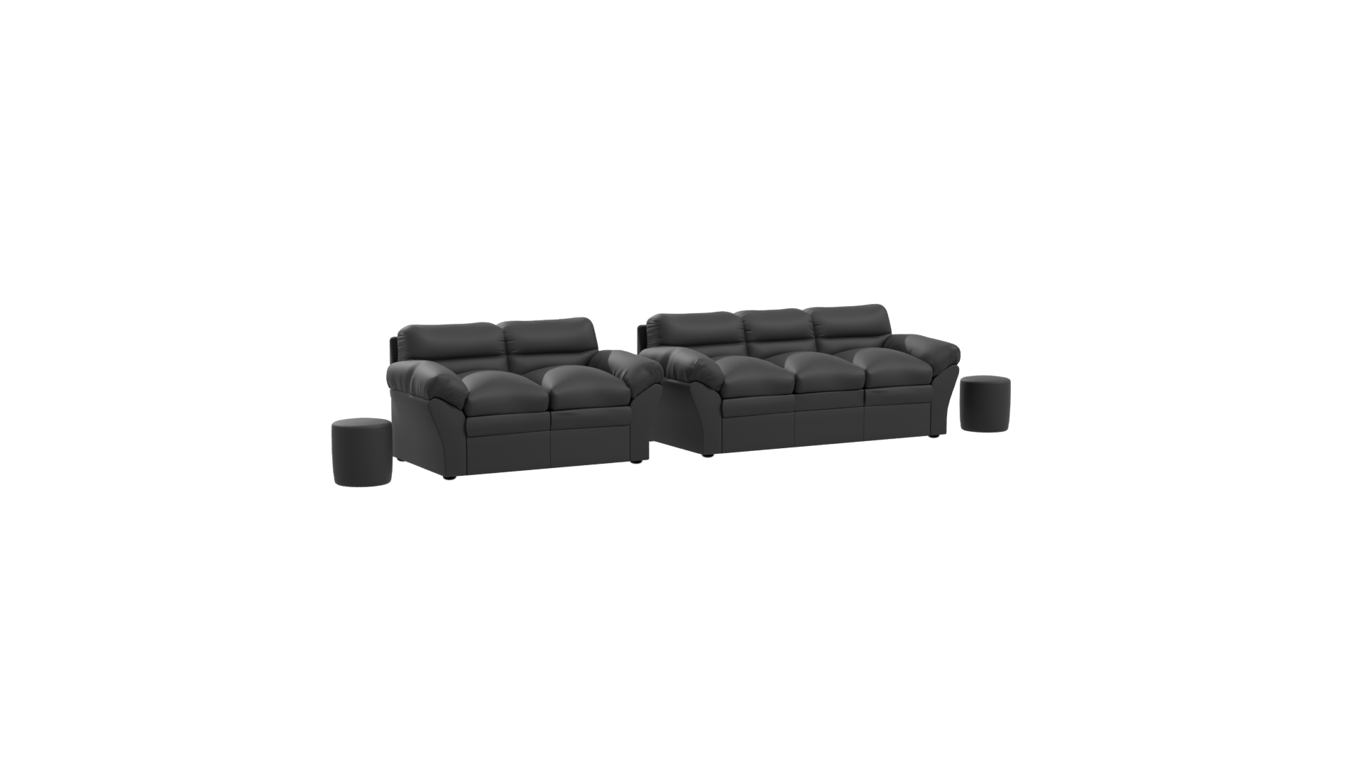 Contemporary Black Sofa Set - Professional 3D Model Render 10