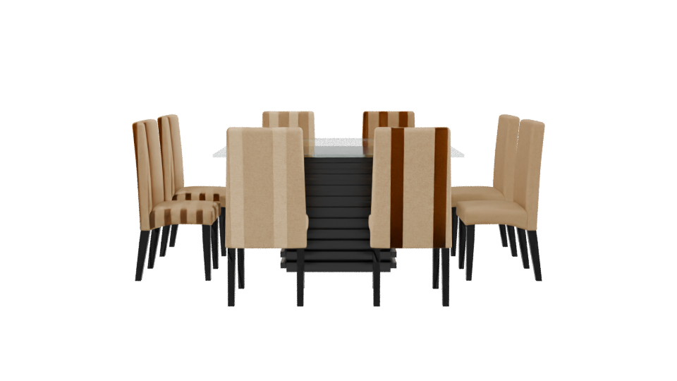 Elegant Glass Dining Table with Upholstered Chairs - Professional 3D Model Render 2