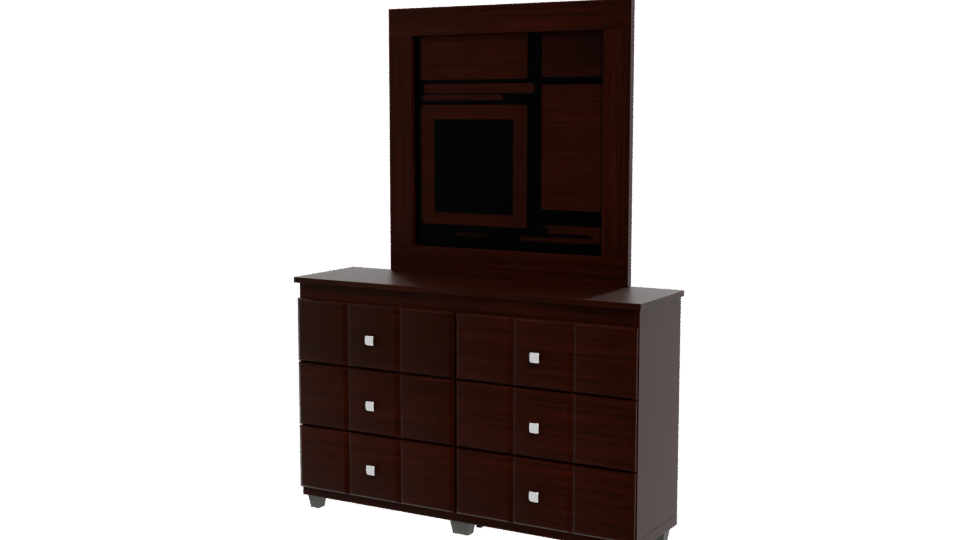 Modern Bedroom Dresser and Mirror - Professional 3D Model Render 12