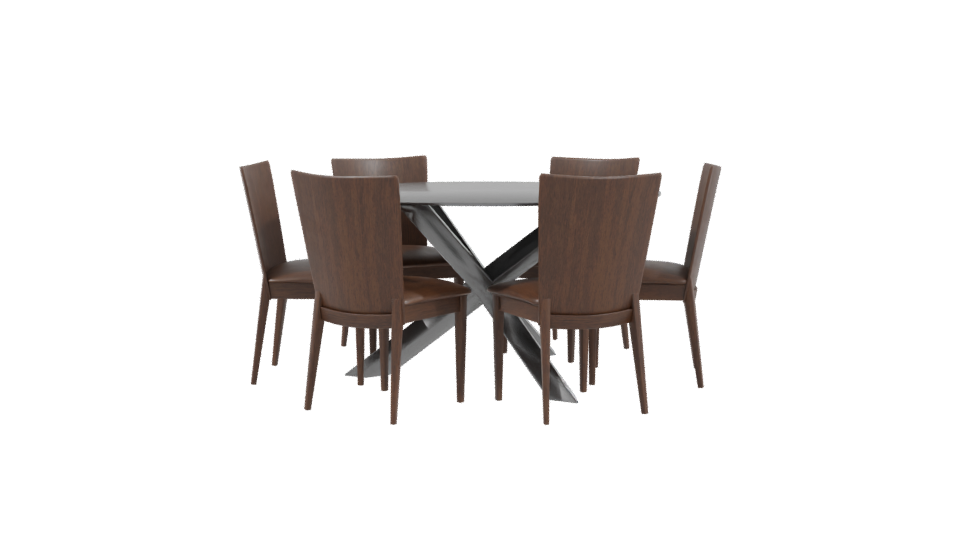 Elegant Glass Dining Table Set 3D - Professional 3D Model Render 3