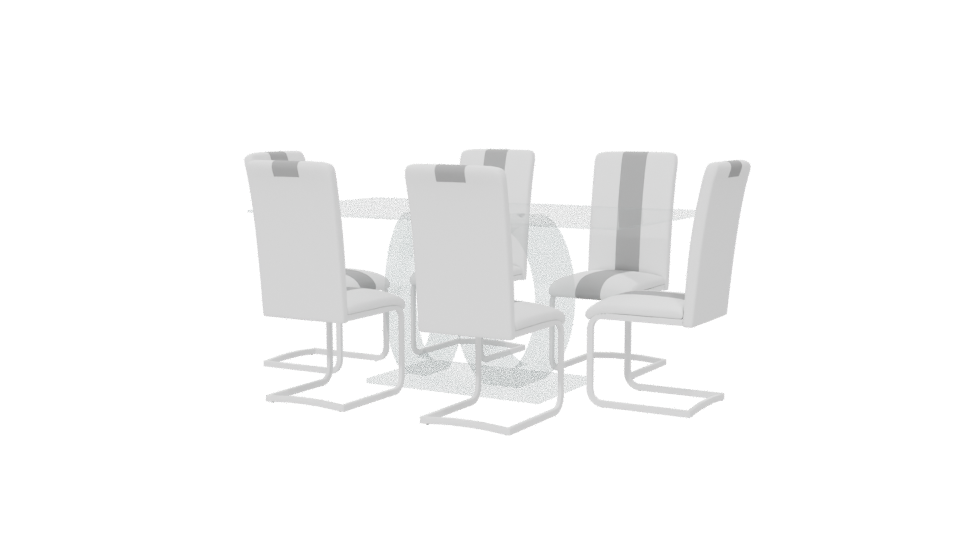 Contemporary Glass Dining Table Set - Professional 3D Model Render 6