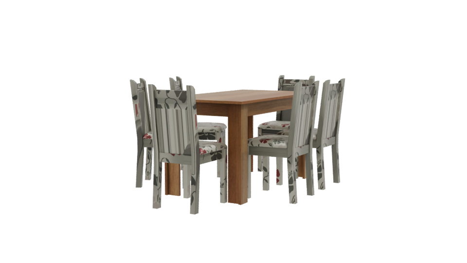 Stylish Wooden Dining Table Set - Professional 3D Model Render 9