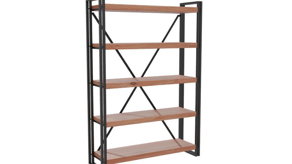 Industrial Style Wooden Shelving Unit - Professional 3D Model Render 10