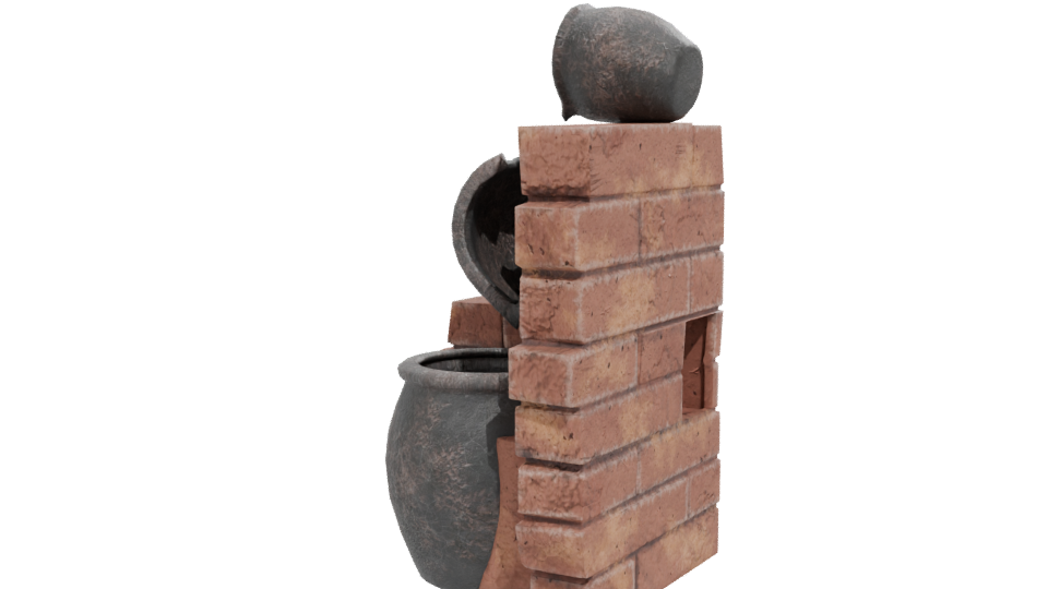 Stylized Ancient Pottery with Brick Structure 3D Model - Professional 3D Model Render 12