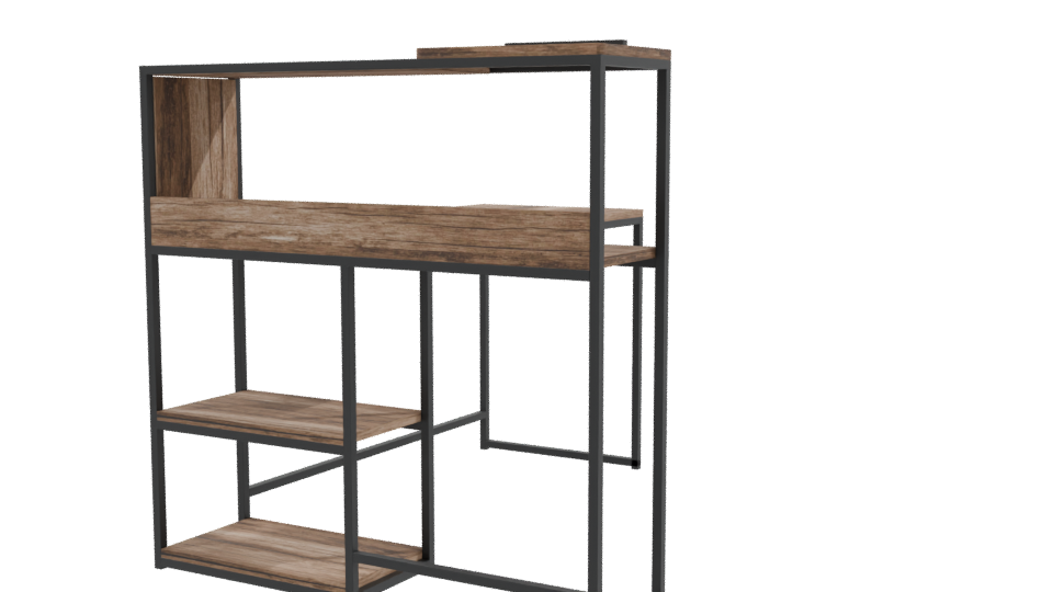 Industrial Wood and Metal Desk 3D - Professional 3D Model Render 9