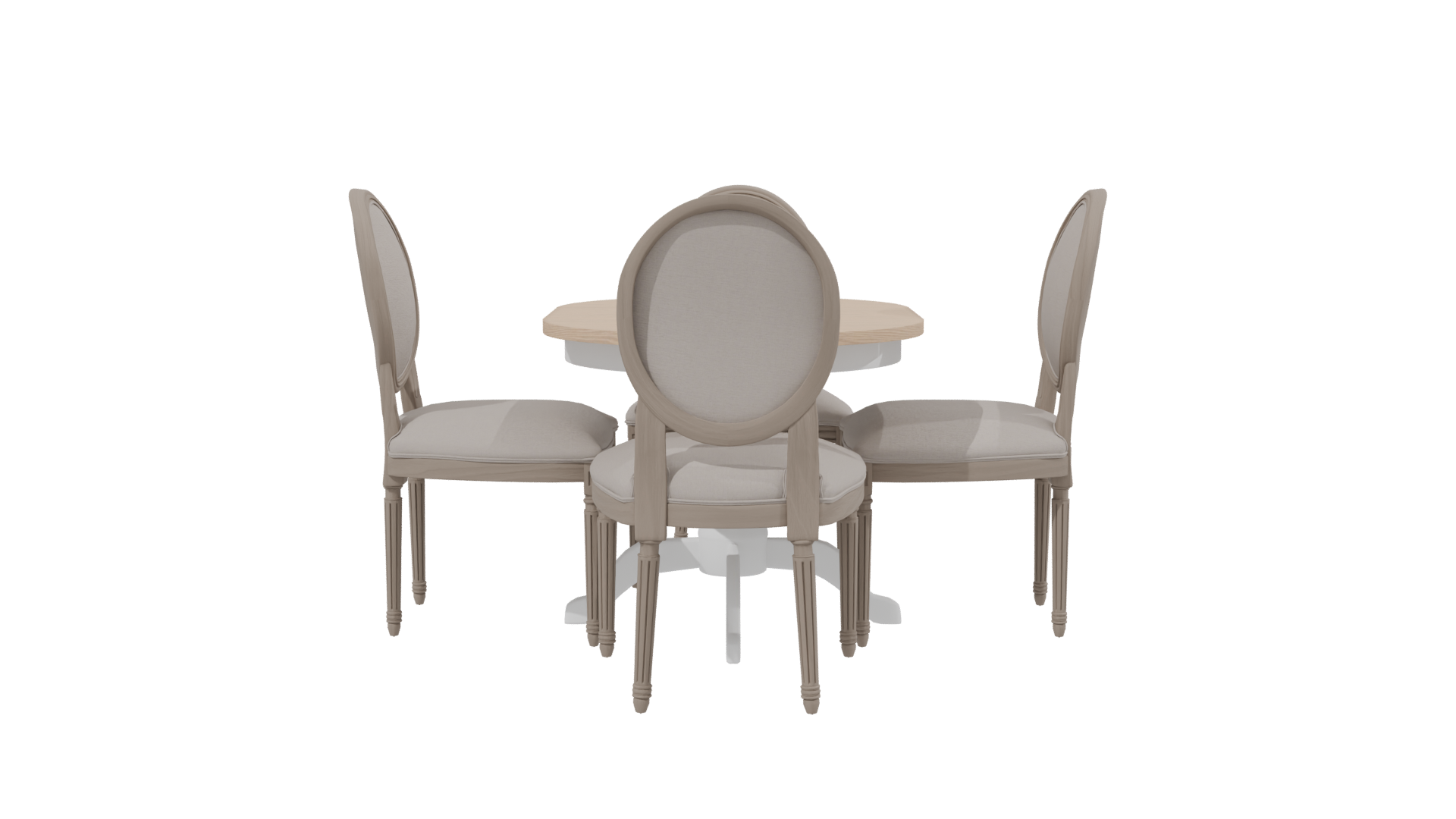 Elegant Round Dining Table with Upholstered Chairs 3D Model - Professional 3D Model Render 2
