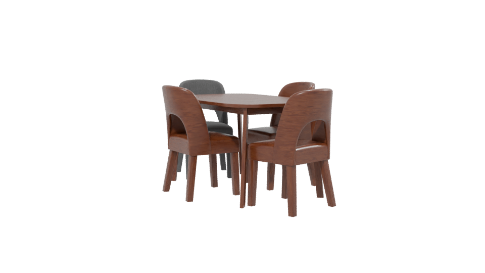 Stylish Wooden Dining Table Set - Professional 3D Model Render 13