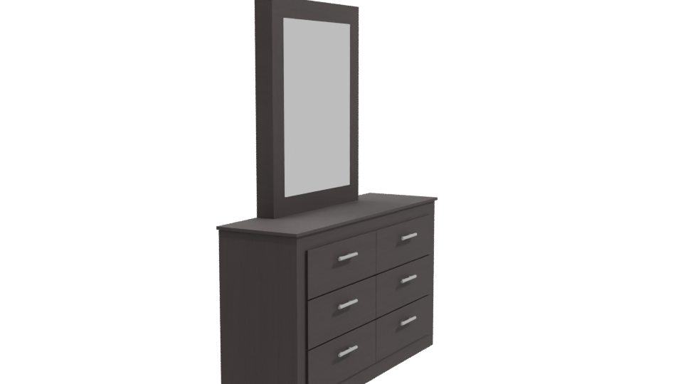 Elegant Wooden Dresser with Mirror - Professional 3D Model Render 9