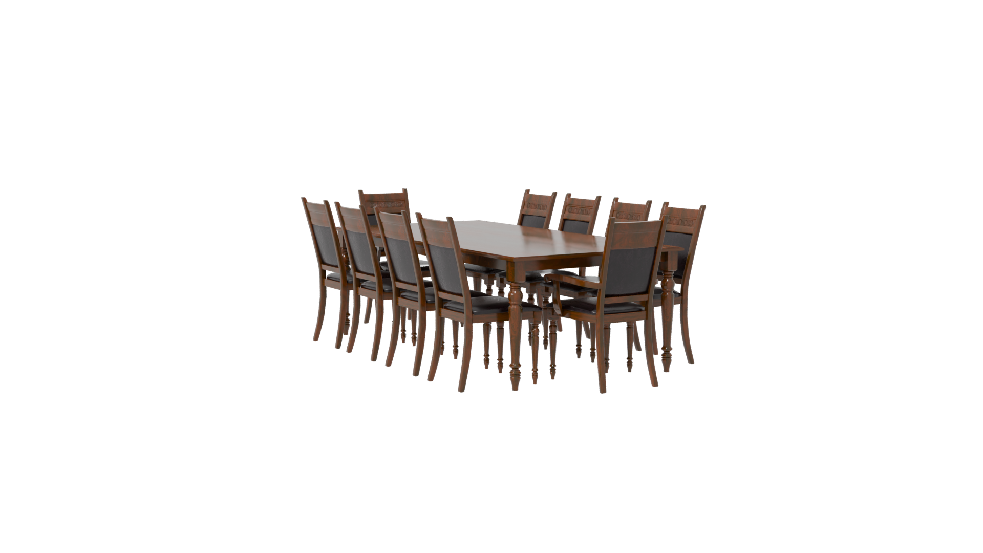 Elegant Wooden Dining Table Set - Professional 3D Model Render 7