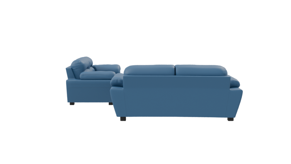Stylish Blue Leather Couch Set - Professional 3D Model Render 8