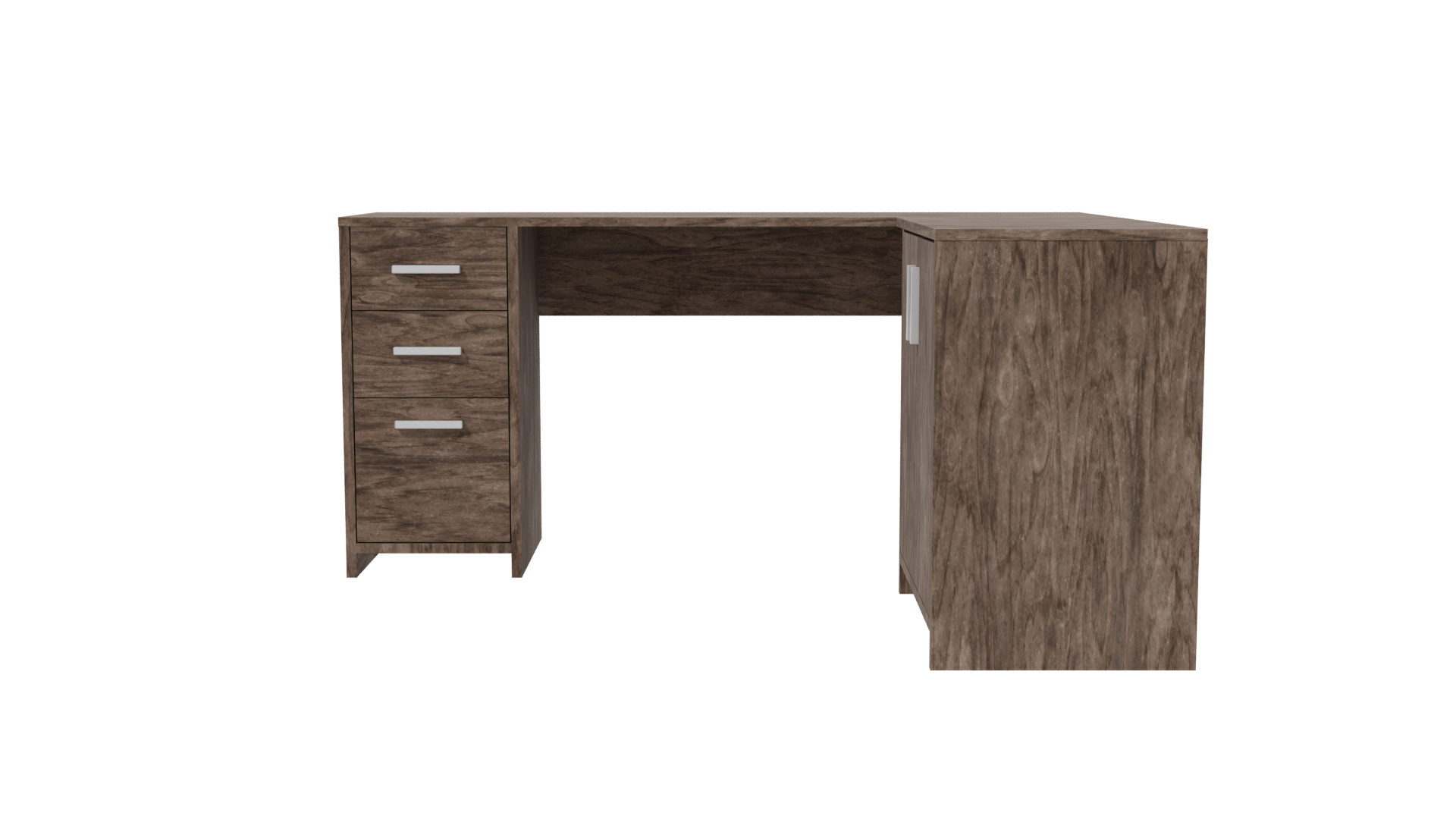 L-Shaped Wooden Desk 3D Model - Professional 3D Model Render 2