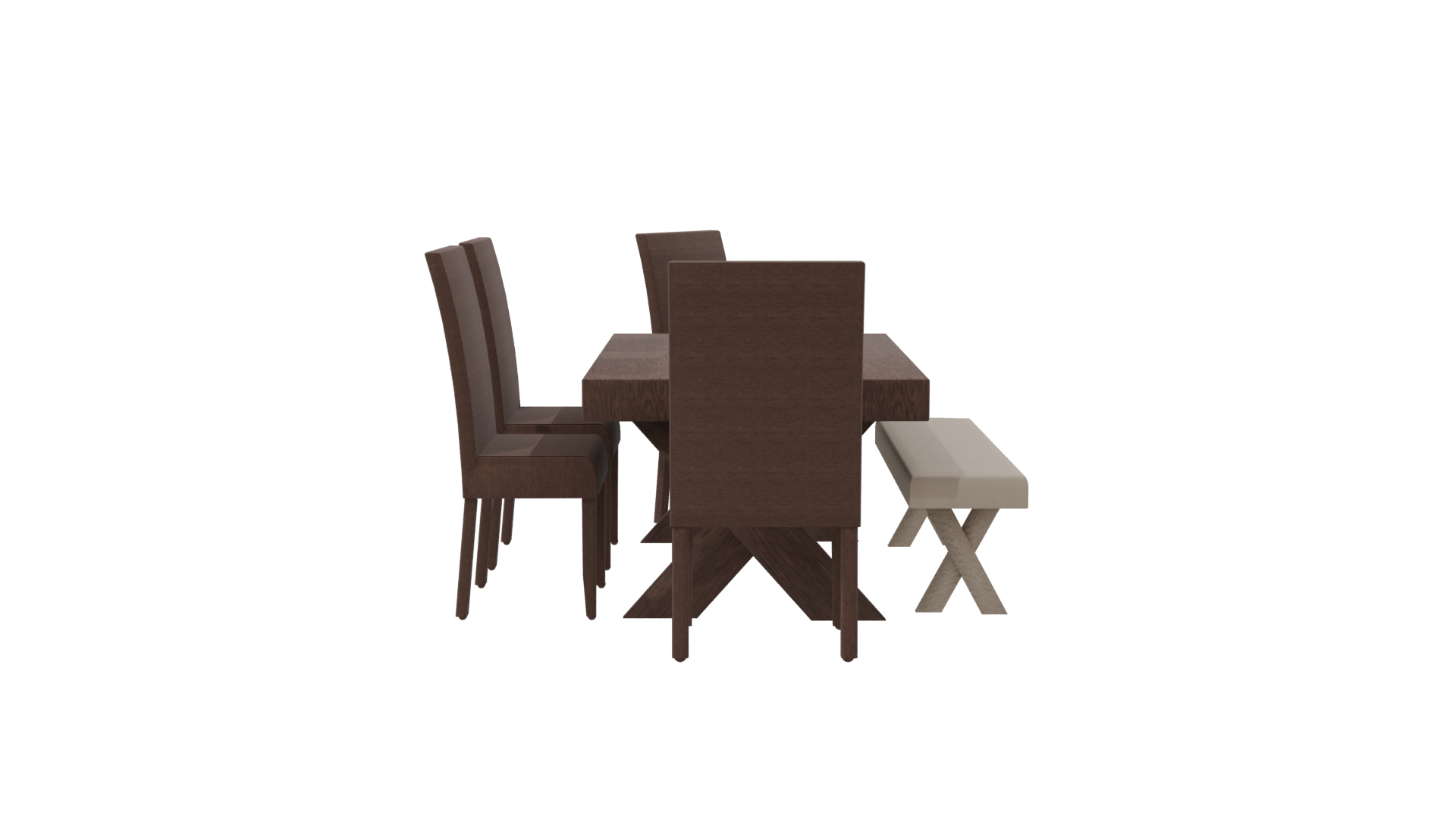 Elegant Wooden Dining Set 3D - Professional 3D Model Render 8
