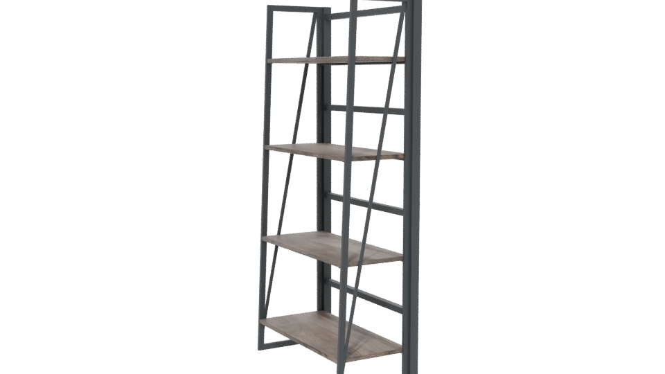 Industrial Wooden Shelf Unit 3D - Professional 3D Model Render 13