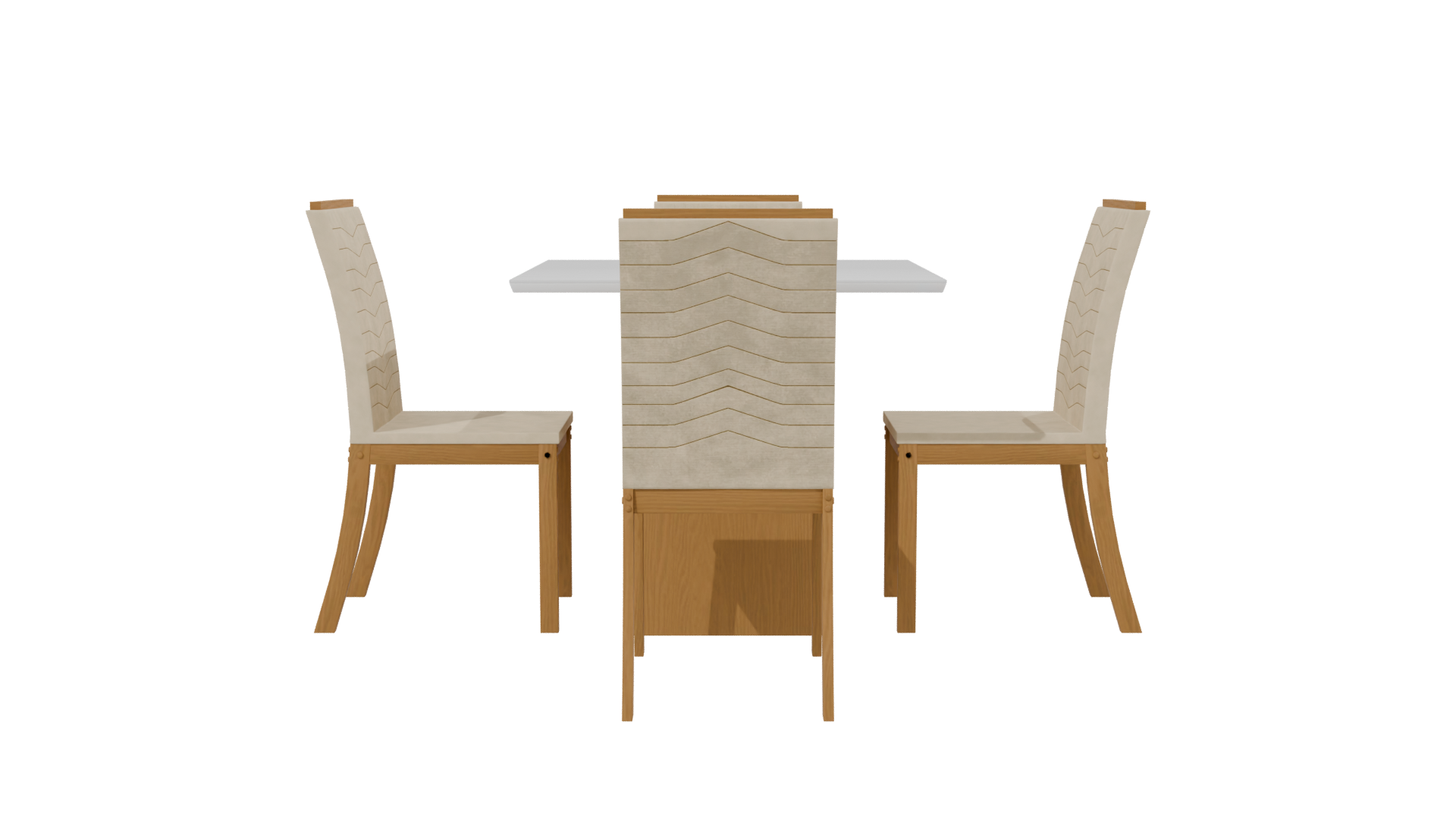 Stylish Wooden Dining Set 3D - Professional 3D Model Render 2