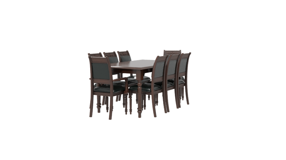 Elegant Wooden Dining Set 3D Model - Professional 3D Model Render 6