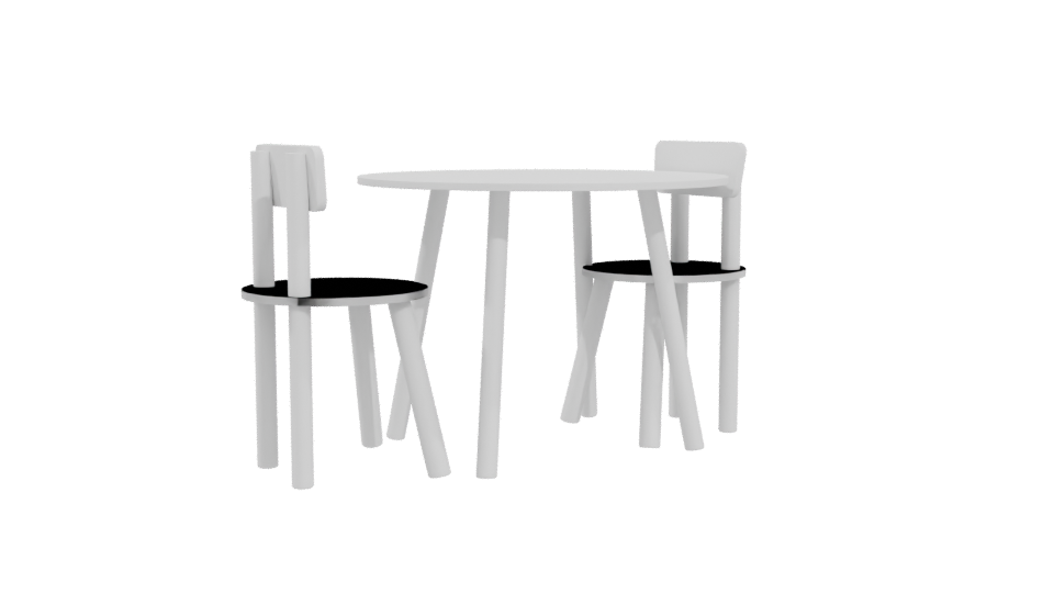 White Round Kids Table 3D - Professional 3D Model Render 4