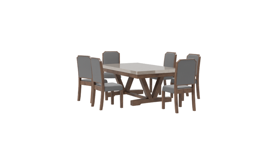 Stylish Wooden Dining Table Set - Professional 3D Model Render 7