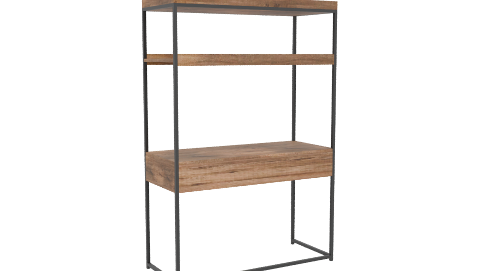 Rustic Wooden Shelf Unit 3D - Professional 3D Model Render 4